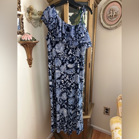 Tommy Hilfiger like new asymmetrical chiffon ruffle jumpsuit size 16
